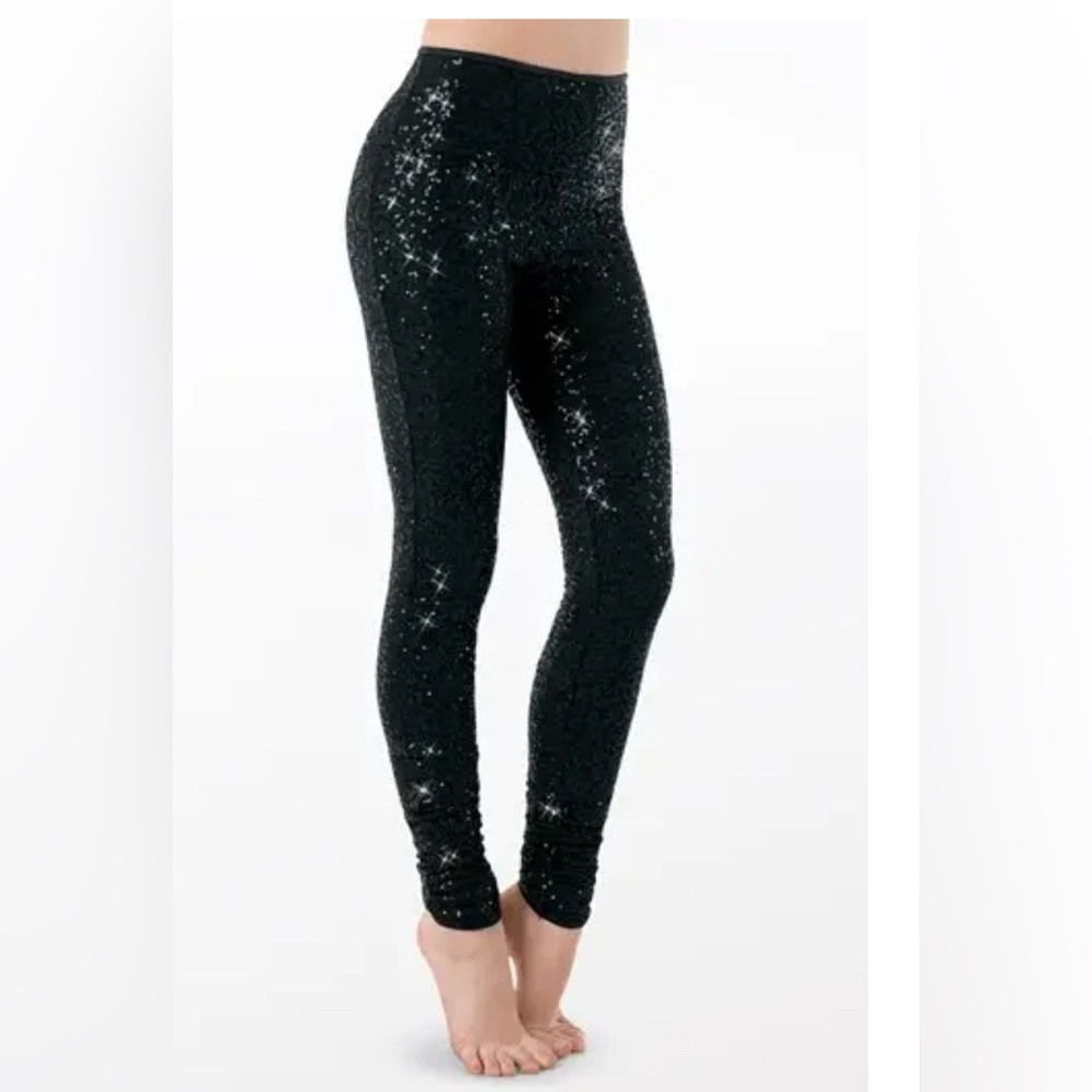 NEW Balera Peformance Wide Waistband Sequin Leggings SQ9800 Glitter Free